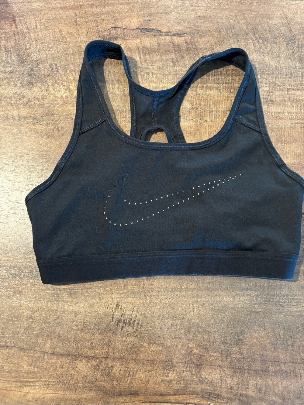 Nike Black Racerback Perforated Swoosh Sports Bra